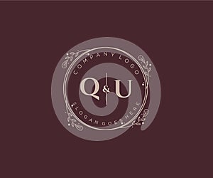 initial QU letters Decorative luxury wedding logo