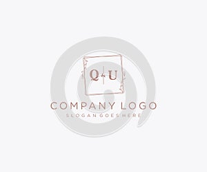 initial QU letters Decorative luxury wedding logo