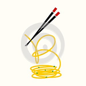 Initial R Noodle Chopstick logo