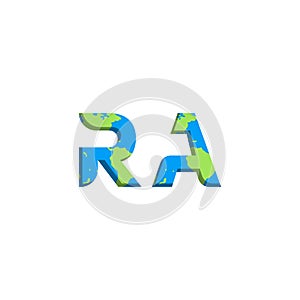 Initial RA logo design with World Map style, Logo business branding