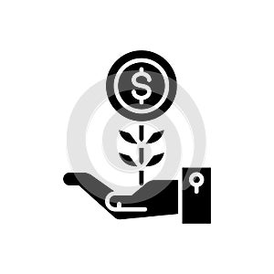 Initial revenue black icon concept. Initial revenue flat vector symbol, sign, illustration.
