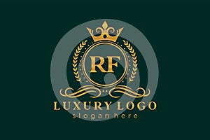 Initial RF Letter Royal Luxury Logo template in vector art for Restaurant, Royalty, Boutique, Cafe, Hotel, Heraldic, Jewelry,