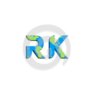 Initial RK logo design with World Map style, Logo business branding
