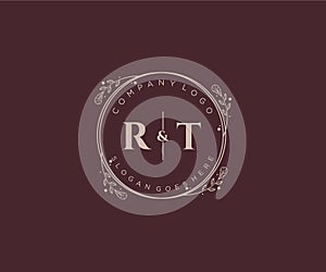 initial RT letters Decorative luxury wedding logo