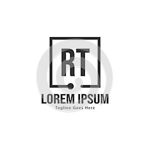 Initial RT logo template with modern frame. Minimalist RT letter logo vector illustration