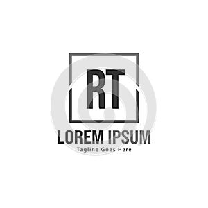 Initial RT logo template with modern frame. Minimalist RT letter logo vector illustration