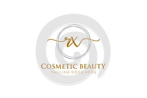 initial RX Feminine logo beauty monogram and elegant logo design, handwriting logo of initial signature, wedding, fashion, floral