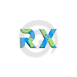 Initial RX logo design with World Map style, Logo business branding