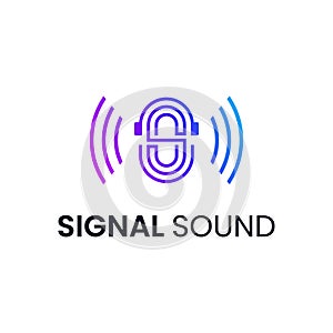 Initial S in the center and head phone with gradient color