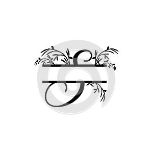 Initial s decorative plant monogram split letter vector