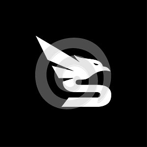 Initial S Letter Eagle Logo Icon with Creative Eagle Head Vector