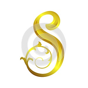 Initial S Lettermark Golden Floral Ornamental Design photo