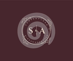 initial SA letters Decorative luxury wedding logo