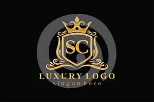 Initial SC Letter Royal Luxury Logo template in vector art for Restaurant, Royalty, Boutique, Cafe, Hotel, Heraldic, Jewelry,