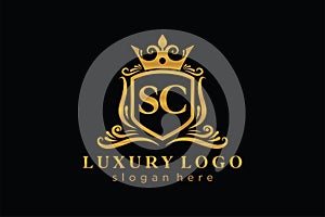 Initial SC Letter Royal Luxury Logo template in vector art for Restaurant, Royalty, Boutique, Cafe, Hotel, Heraldic, Jewelry, photo
