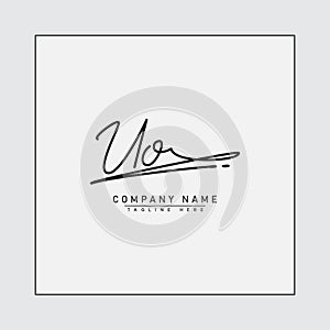 Initial Signature Logo for Letter UO - Vector Logo Template in Handwritten Signature Style