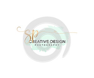 Initial SP handwriting logo with brush template vector
