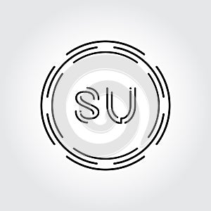Initial SU Logo Design Creative Typography Vector Template. Digital Abstract Letter SU Logo Vector Illustration