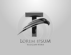 Initial T Letter Eagle Logo Icon with Creative Eagle Head Vector Illustration Design