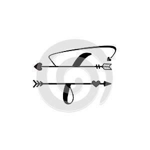 Initial t love monogram split letter vector isolated