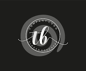 initial TB Feminine logo beauty monogram and elegant logo design, handwriting logo of initial signature, wedding, fashion, floral