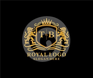 Initial TB Letter Lion Royal Luxury Logo template in vector art for Restaurant, Royalty, Boutique, Cafe, Hotel, Heraldic, Jewelry