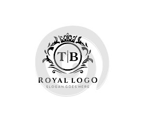 Initial TB Letter Luxurious Brand Logo Template, for Restaurant, Royalty, Boutique, Cafe, Hotel, Heraldic, Jewelry, Fashion and