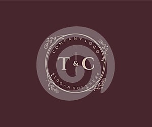 initial TC letters Decorative luxury wedding logo