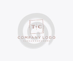 initial TC letters Decorative luxury wedding logo