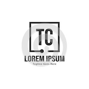 Initial TC logo template with modern frame. Minimalist TC letter logo vector illustration