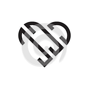 Initial three letter heart outline logo vector