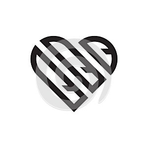 Initial three letter heart outline logo vector