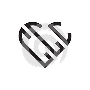 Initial three letter heart outline logo vector