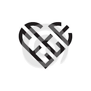 Initial three letter heart outline logo vector