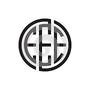 Initial three letter logo circle EEE black outline stroke photo