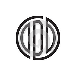 Initial three letter logo circle DDD black outline stroke