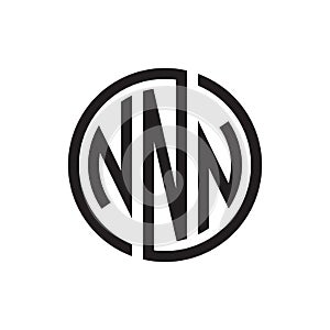 Initial three letter logo circle NNN black outline stroke