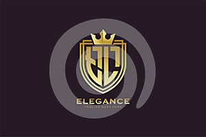initial TL elegant luxury monogram logo or badge template with scrolls and royal crown - perfect for luxurious branding projects