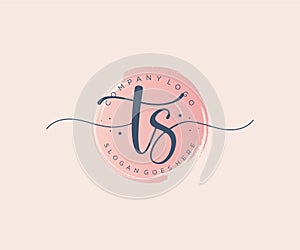 Initial TS feminine logo. Usable for Nature, Salon, Spa, Cosmetic and Beauty Logos. Flat Vector Logo Design Template Element