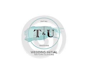 Initial TU Letter Beauty vector initial logo, handwriting logo of initial signature, wedding, fashion, jewerly, boutique, floral