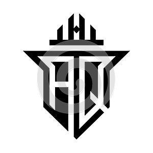 initial two letter aq shield unique logo