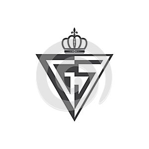 Initial two letter GS half logo triangle black photo