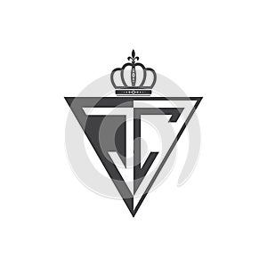 Initial two letter JC half logo triangle black photo
