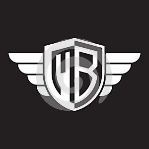 Initial two letter MB logo shield with wings vector white color