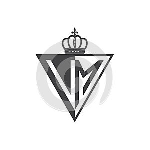 Initial two letter VM half logo triangle black