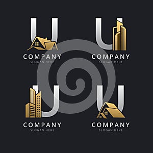 Initial U logo with real estate elements template