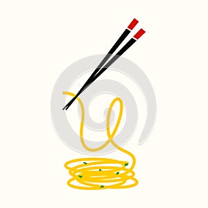 Initial U Noodle Chopstick logo