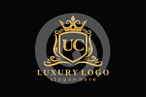 Initial UC Letter Royal Luxury Logo template in vector art for Restaurant, Royalty, Boutique, Cafe, Hotel, Heraldic, Jewelry,