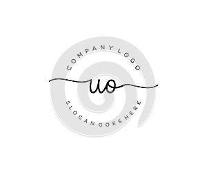 initial UO Feminine logo beauty monogram and elegant logo design, handwriting logo of initial signature, wedding, fashion, floral