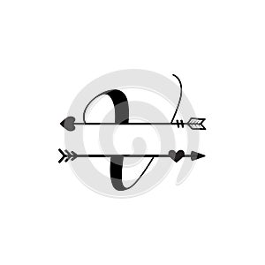 Initial v love monogram split letter vector isolated